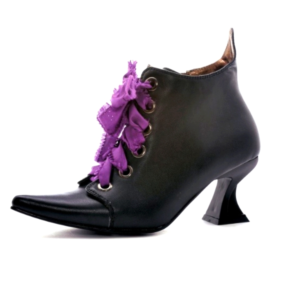 Ellie Black Pointed Toe Witchy Ankle Boot
